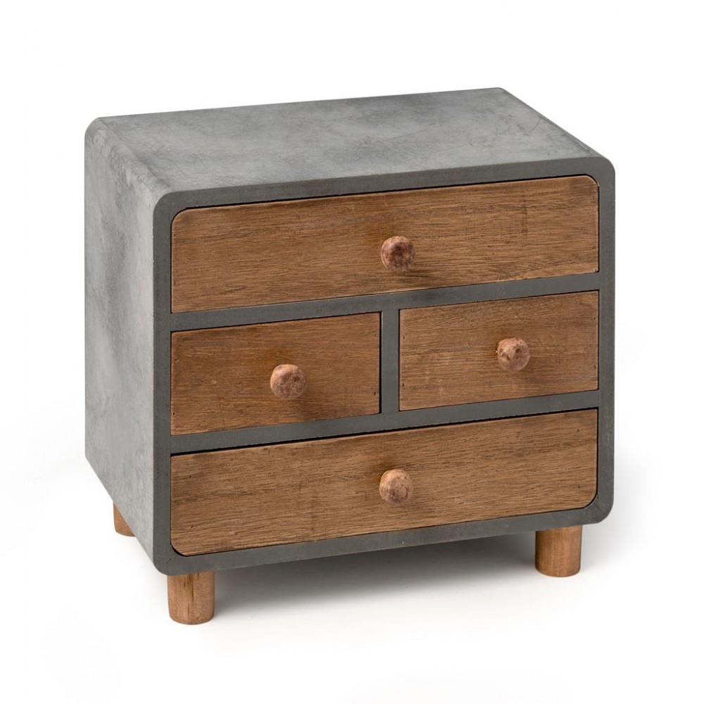 JEWELRY BOX 4 DRAWERS WOOD AND WAXED CONCRETE LOFT BALVI