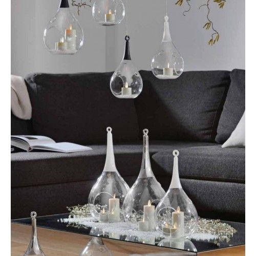 Taura transparent hanging or standing tealight holder