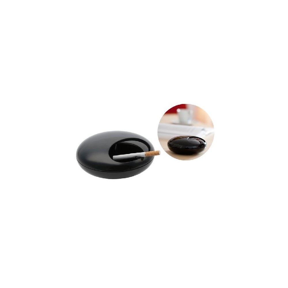 ROUND PEBBLE ASHTRAY DESIGN BLACK MELAMINE