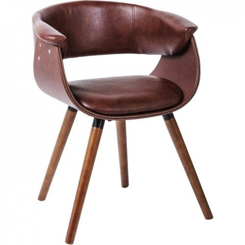 Monaco vintage brown imitation leather and wood armchair