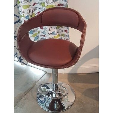 Vintage brown faux leather bar stool Monaco
