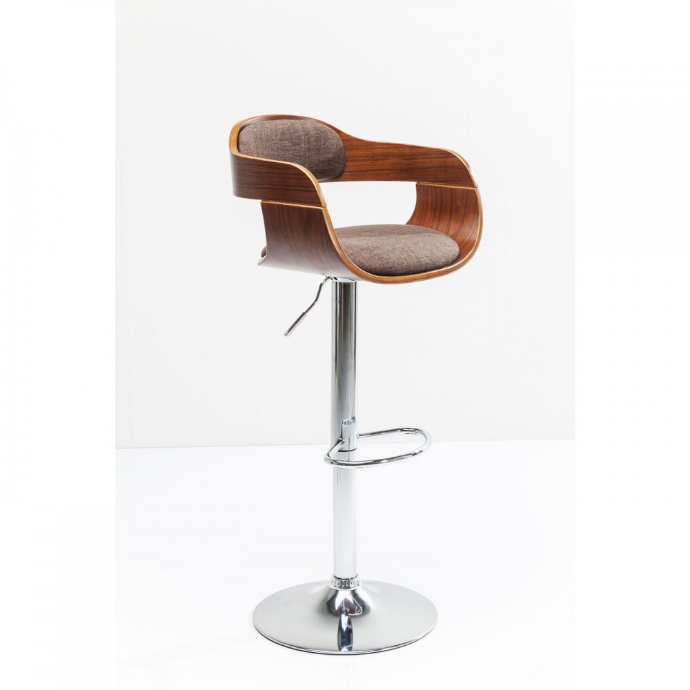 Monaco chocolate fabric and wood bar stool