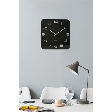 Relógio Karlsson Design quadrado preto vintage 35 x 35 cm