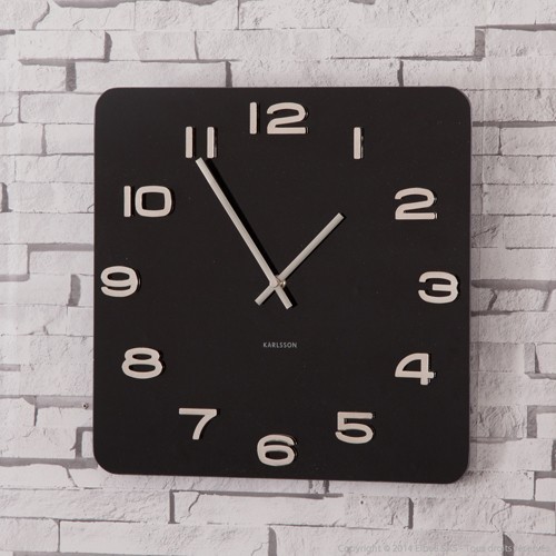 Horloge Karlsson Vintage design zwart vierkant 35 x 35 cm