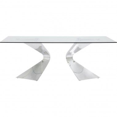 TABLE A MANGER DESIGN VERRE ET CHROME 200 CM GLORIA KARE DESIGN