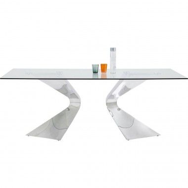 TABLE A MANGER DESIGN VERRE ET CHROME 200 CM GLORIA KARE DESIGN