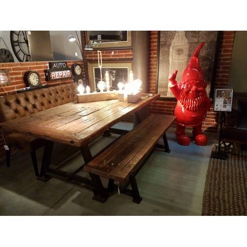 TABLE A MANGER 210 CM BOIS MASSIF INDUSTRIEL RAILWAY KARE DESIGN