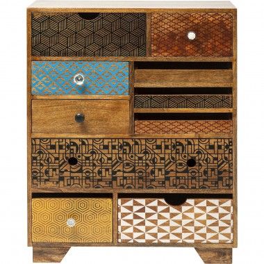 HIGH CHEST IN LACQUERED MANGO WOOD 10 DRAWERS SOLEIL KARE DESIGN