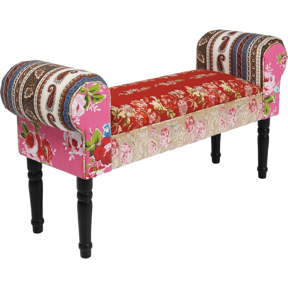 BANC EN TISSU AVEC ACCOUDOIRS PATCHWORK LIBERTY WING KARE DESIGN