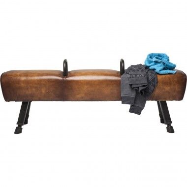 BANC STYLE CHEVAL D'ARCONS CUIR MARRON GABBY KARE DESIGN