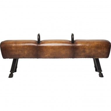 BANC STYLE CHEVAL D'ARCONS CUIR MARRON GABBY KARE DESIGN