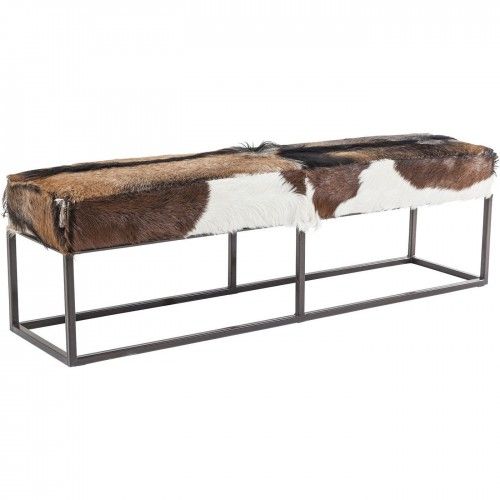 GOATSKIN LEATHER AND STEEL BENCH COUNTRY LIFE KARE DESIGN