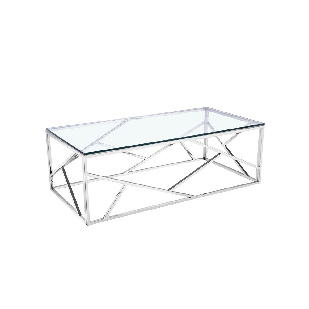 TABLE BASS 120 CM VERRE TRANSPARENT AND CHROME NAMUR DRIMMER