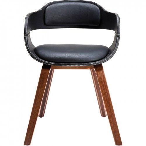 DESIGNER CHAIR IN BLACK LEATHER AND WOOD COSTA KARE DESIGN