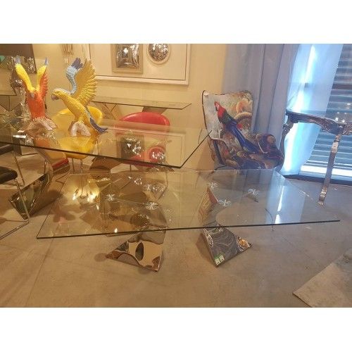 Eettafel ontwerp glas en chroom 200 cm gloria kare ontwerp
