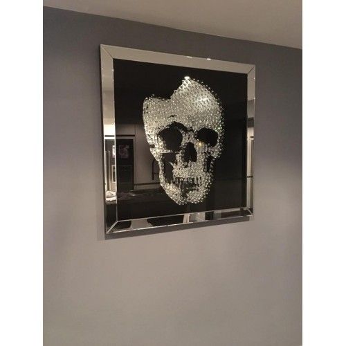 Tableau noir effet miroir tête de mort Skull