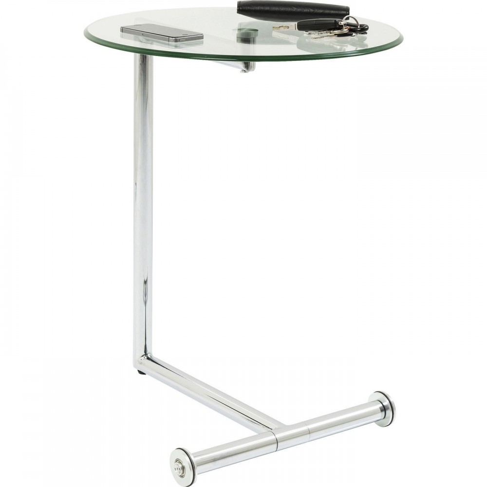 TABLE D'APPOINT EN VERRE ET CHROME EASY LIVING KARE DESIGN