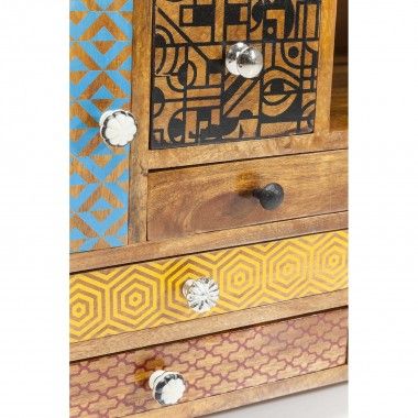 TV CABINET IN MANGO WOOD AND PATCHWORK SOLEIL KARE DESIGN