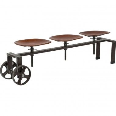INDUSTRIAL STYLE BENCH IN TRACTOR LEATHER KARE DESIGN