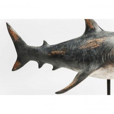 DECORATIVE GRAY SHARK STATUE IN METAL BASE KARE DESIGN