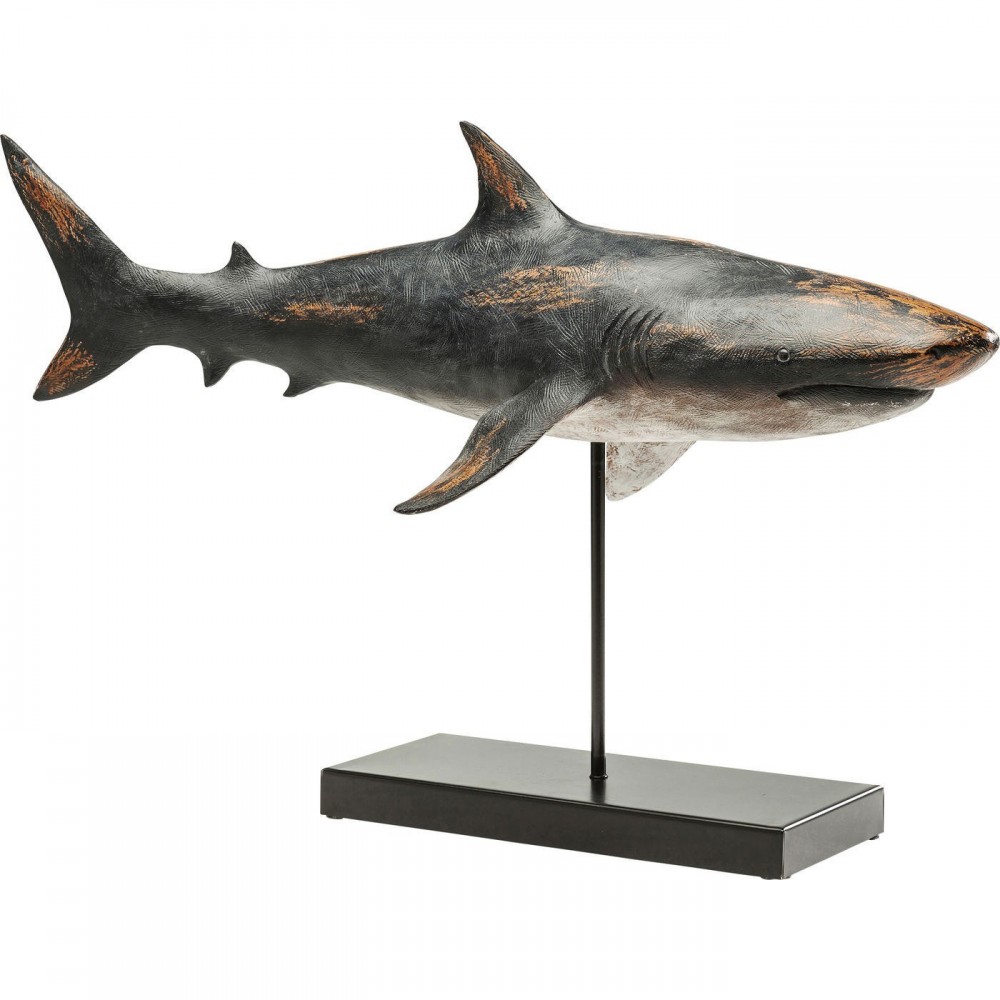 DECORATIVE GRAY SHARK STATUE IN METAL BASE KARE DESIGN