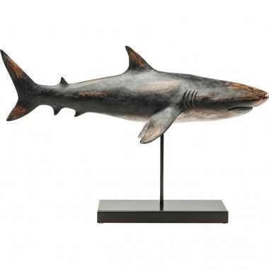 DECORATIVE GRAY SHARK STATUE IN METAL BASE KARE DESIGN