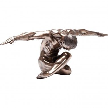 Statue athlète homme assis aspect bronze 137cm Kare design - 1