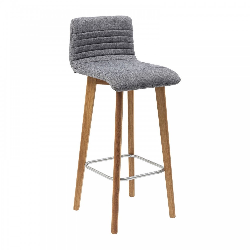 TABOURET DESIGN TISSU GRIS ET BOIS CLAIR LARA KARE DESIGN