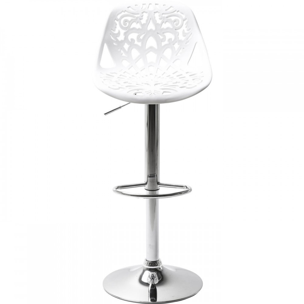 TABOURET DESIGN BLANC ET CHROME ORNAMENT KARE DESIGN