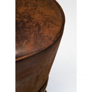 VINTAGE BROWN AND GOLD LEATHER EFFECT STOOL LADY ROCK KARE DESIGN