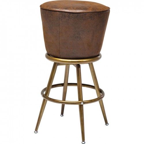 VINTAGE BROWN AND GOLD LEATHER EFFECT STOOL LADY ROCK KARE DESIGN