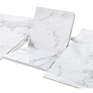 CERAMIC TABLE 180-225 CM MARBLE EFFECT WHITE MARBLE CAMINO A CASA