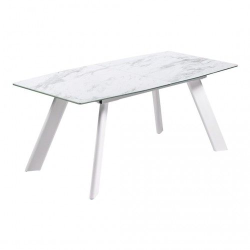 CERAMIC TABLE 180-225 CM MARBLE EFFECT WHITE MARBLE CAMINO A CASA