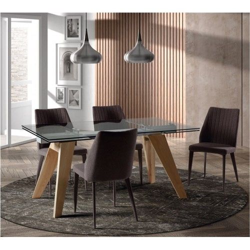DESIGNER DINING TABLE 160-240 CM WOOD AND GLASS MOUNTAIN CAMINO A CASA