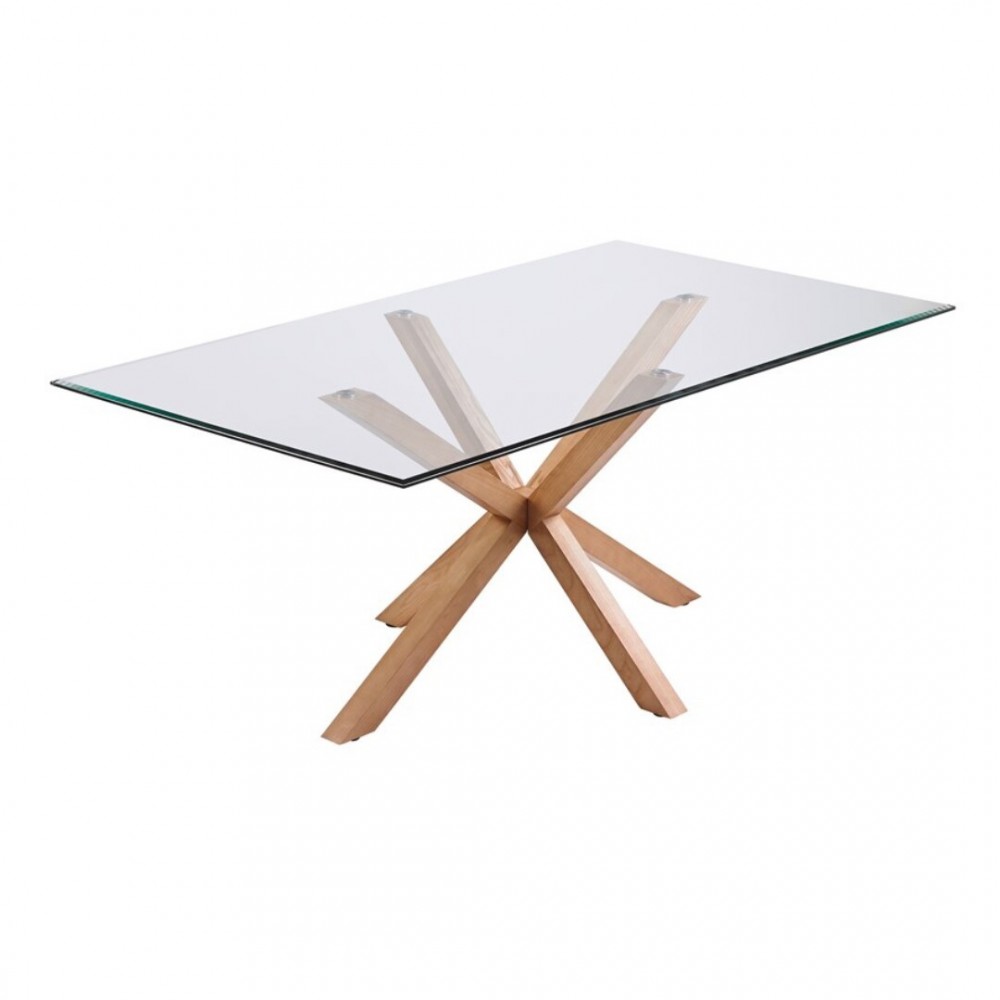 TABLE A MANGER RECTANGULAIRE 180 CM VERRE ET BOIS IDOL CAMINO A CASA