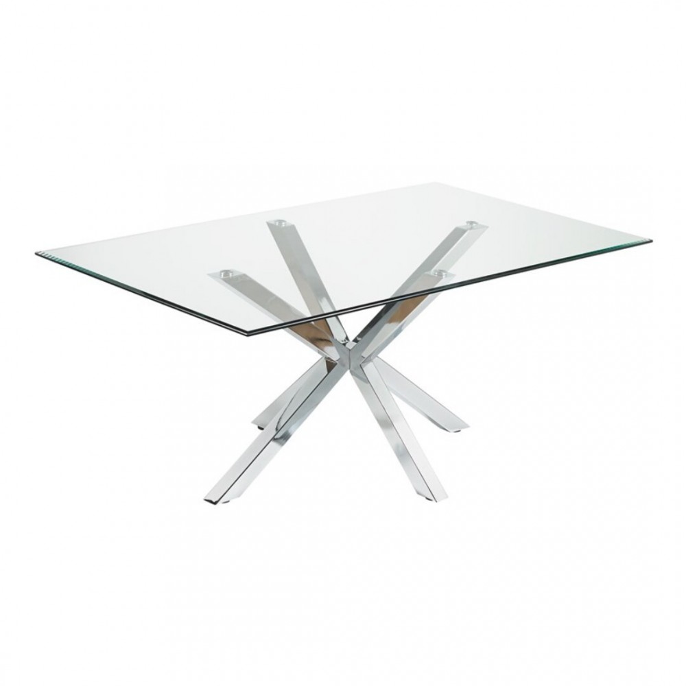 TABLE A MANGER RECTANGULAIRE 180 CM VERRE ET CHROME IDOL CAMINO A CASA