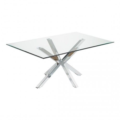 IDOL RECTANGULAR DINING TABLE 180 CM GLASS AND CHROME CAMINO A CASA