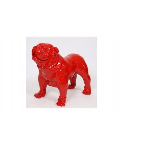 Estatua roja del bulldog inglés
