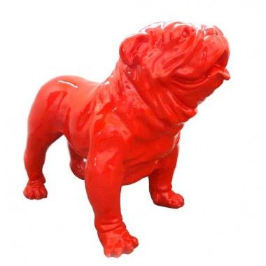 Statua rossa del bulldog inglese