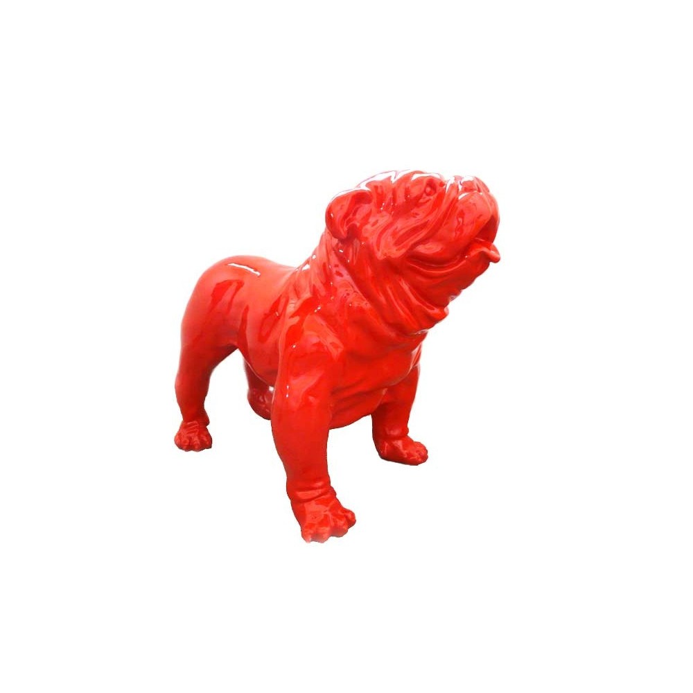 Estatua roja del bulldog inglés