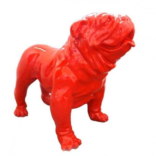 Red English bulldog statue