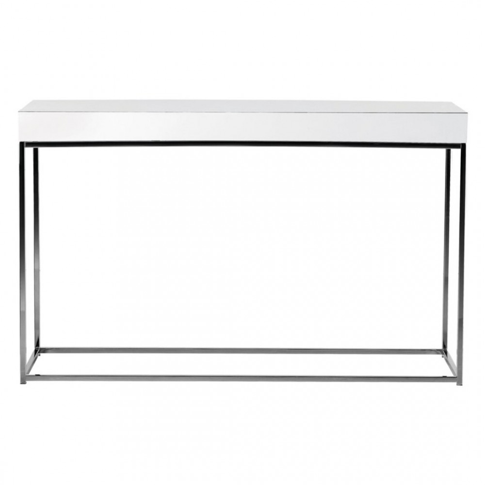 CONSOLE PLATEAU LAQUE BLANC ET CHROME BLOCK CAMINO A CASA