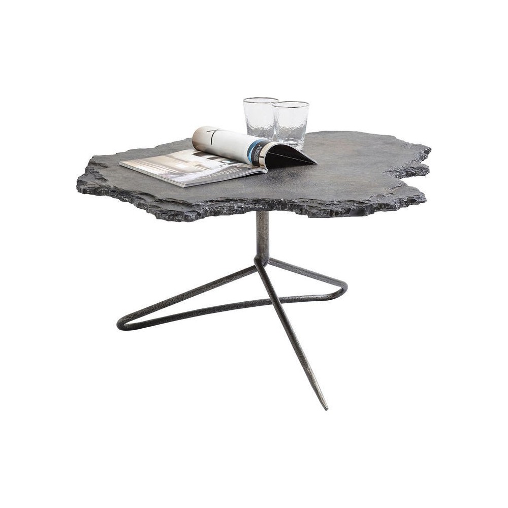 Mesa de centro de diseño con tapa de pizarra VULCANO