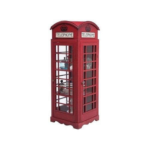 Armário com design de cabine telefônica vermelha em inglês