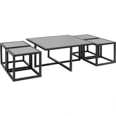 TABLE BASSE DESIGN NOIR + 4 TABLES D'APPOINTS QUAD