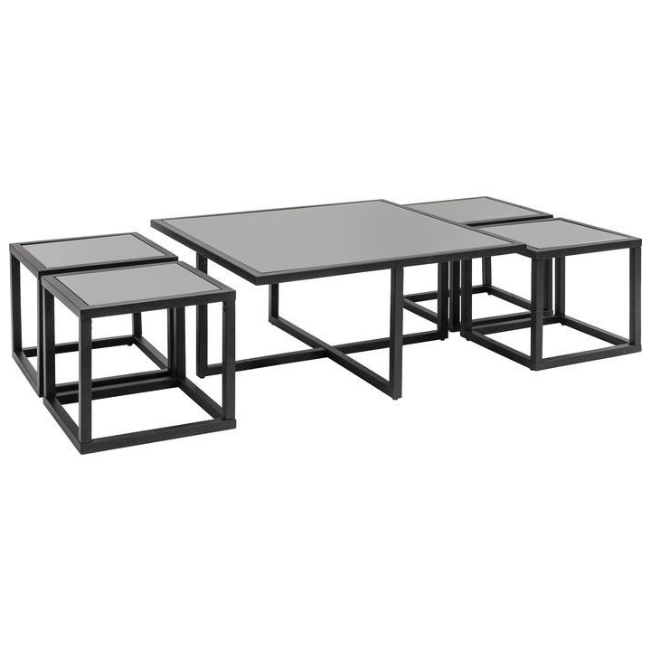 Black designer coffee table + 4 QUAD side tables Kare Design - Loft ...