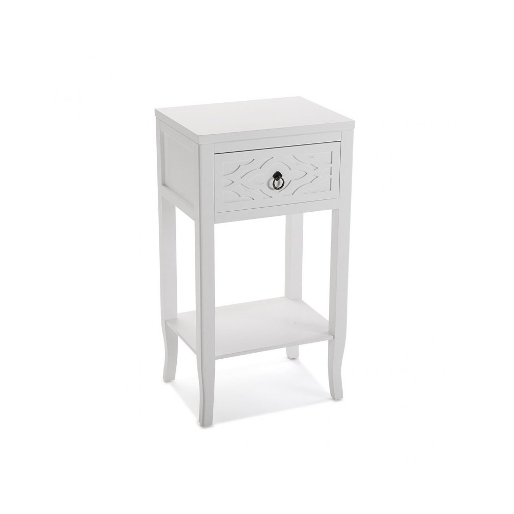 TABLE DE CHEVET BLANC MOTIFS 1 TIROIRS NEELA VERSA