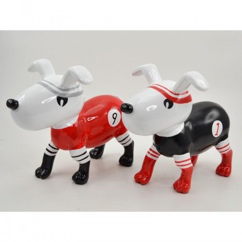 SET OF 2 RED AND BLACK FITNESS DOGS EMOTION