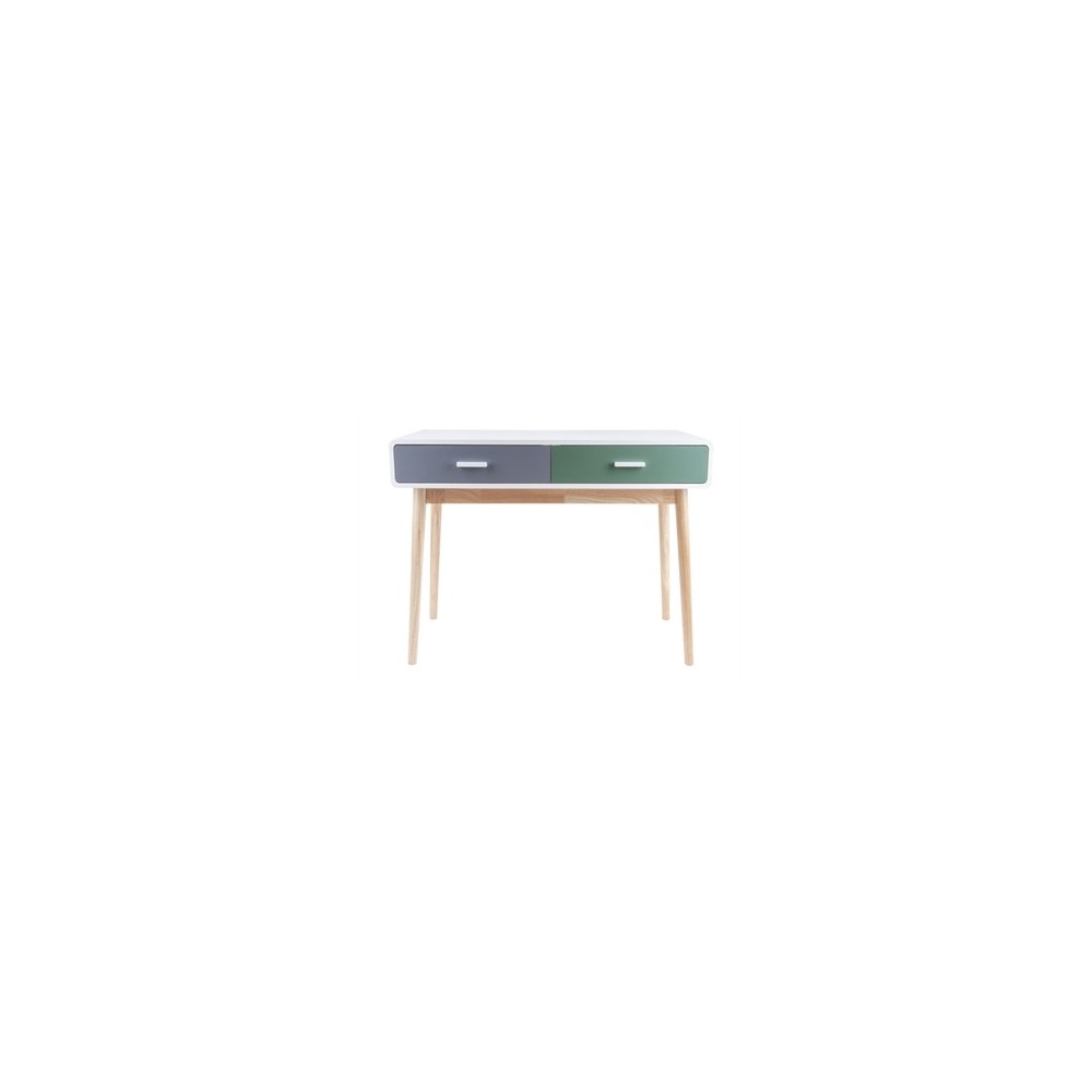 BUREAU MODERNE 2 TIROIRS GRIS VERT BLANC NEAT PRESENT TIME