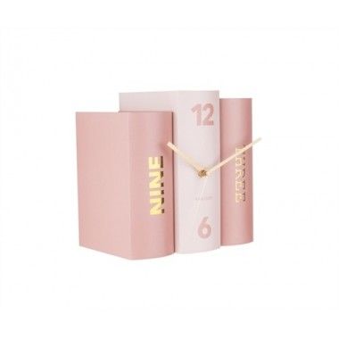 CLOCK WITH PINK AND GOLDEN BOOKS TO STAND BOOK KARLSSON 